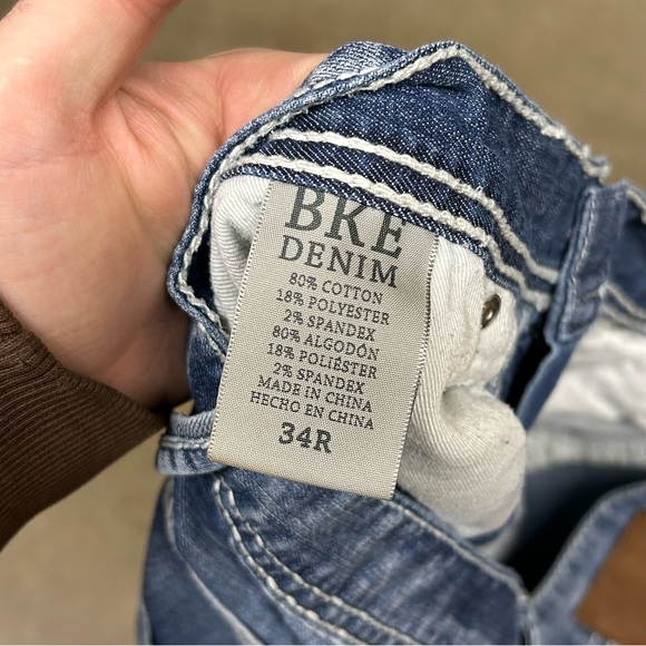 Bke Jeans Men 34x32 Blue Carter Denim Distressed Western Workwear Casual Outdoor - Picture 10 of 11